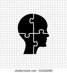 People head with puzzles elements  - vector icon