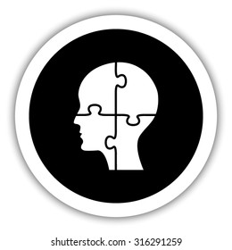 People head with puzzles elements  - vector icon