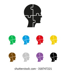 People head with puzzles elements  - vector icon