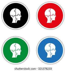 People head with puzzles elements  - vector icon