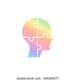 People head with puzzles elements -  vector icon