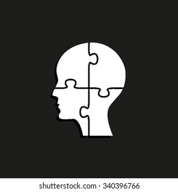 People head with puzzles elements - vector icon