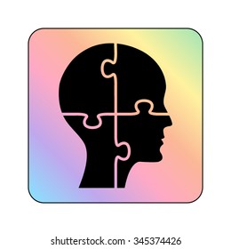People head with puzzles elements - vector icon