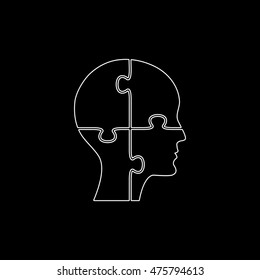 People head with puzzles elements  - white vector icon