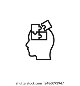 Personas cabeza con rompecabezas logo logo signo contorno de Vector
