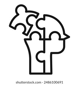 People head with puzzles icon mark in filled style