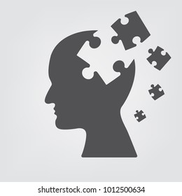 People Head With Puzzles For Psychology.  Business Concept Of Mind Exploding Ideas .