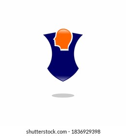 People head security,People head shield icon logo template stock illustration