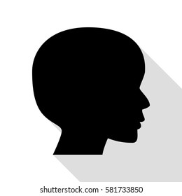 People head sign. Black icon with flat style shadow path.