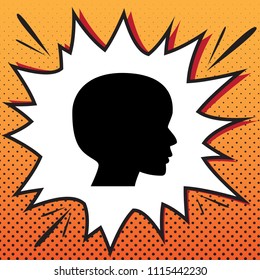 People head sign. Vector. Comics style icon on pop-art background.
