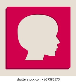People head sign. Vector. Grayscale version of Popart-style icon.