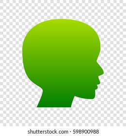 People head sign. Vector. Green gradient icon on transparent background.