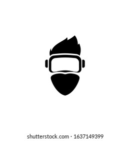 people head use VR virtual reality logo illustration template