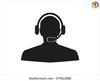 people, headphone consultation, icon, vector illustration eps10