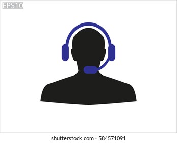 people, headphone consultation, icon, vector illustration eps10