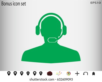people, headphone consultation, icon, vector illustration eps10