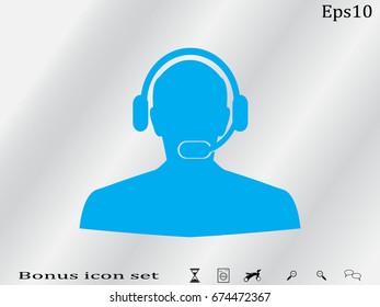 people, headphone consultation, icon, vector illustration eps10