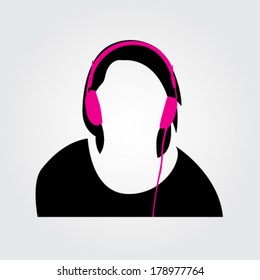 people with headphones listening to music vector illustration