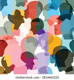 People heads. Color stylized people pattern, background. Vector illustration. 