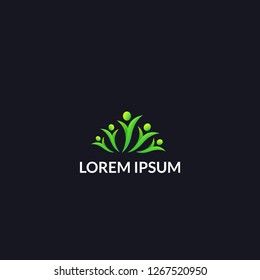 People health care family life logo template. Gradient green color, simply, minimalist. Vector EPS10.