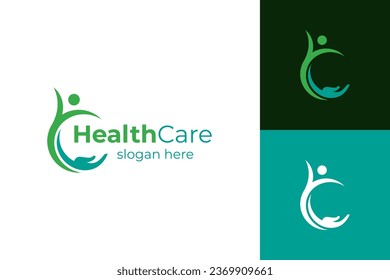 People health care logo icon design. vector healthy life human symbol. happy person with hand care logo concept