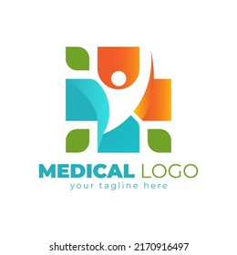 people Health Care Logo, Medical clinic Emblem, cross plus medical logo icon design template elements, Medicine idea logo vector logo template