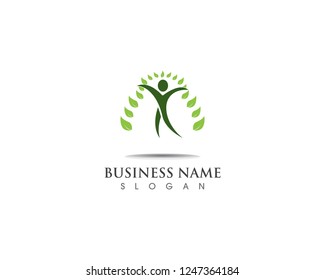People health and green leaf vector design