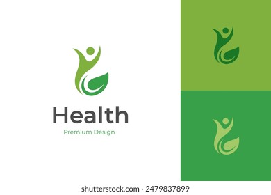 Personas diseño de iconos de estilo de vida de la salud con la salud humana y concepto gráfico de la hoja para la ilustración del logotipo del Vector de la atención de la salud