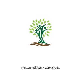 People and Healthy Life Logo Template. People Ecology Tree Abstract vector Icon.