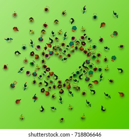 People in the heap in the form of a symbol to confirm. Vector illustration