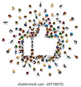 People in the heap in the form of a symbol to like. Vector illustration