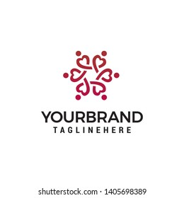 people heart logo design concept template vector