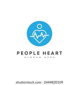 Personas corazón logo Ilustración vectorial