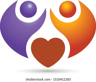 People heart lovely together logo vector