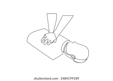 people heart massage training course practice save life one line art design vector