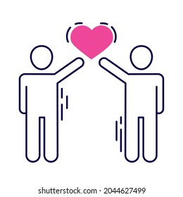 people with heart on white background