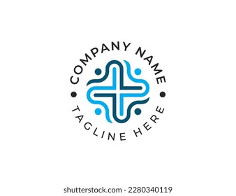 People Heart Plus Group Logo Concept icon sign symbol Design Element. Human, Teamwork, Medical, Health Care Logotype. Vector illustration template