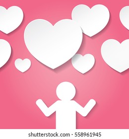 People with heart shape bubble. Design Template, illustration