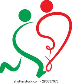 people and heart shape icon