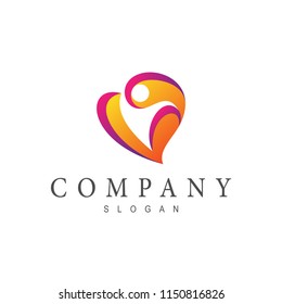 people in heart shape logo, health logo template