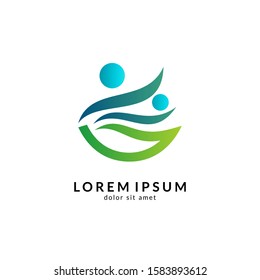 People hearth care logo, Human leaf logo, Medical Clinic, Herbal nutrition and  Fitness logo template