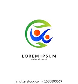 People hearth care logo, Human leaf logo, Medical Clinic, Herbal nutrition and  Fitness logo template
