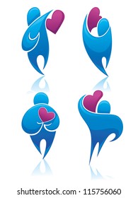 people and hearts, vector collection of love symbols and icons