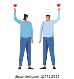 People with hearts in vector images.