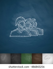 People in helmets icon. Hand drawn vector illustration
