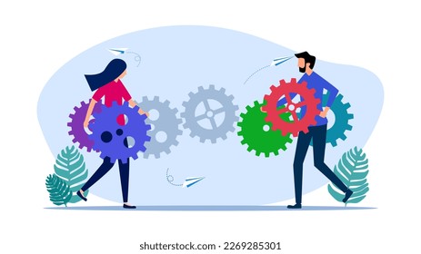 People help each other to solve gear problems. Concepts for solving work process problems