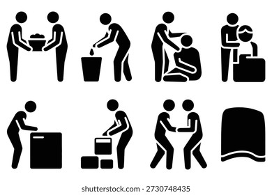 People helping each other sharing giving