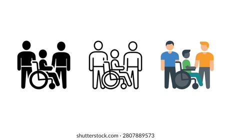 People helping and supporting disabled individuals in wheelchairs together