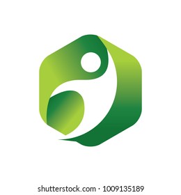 People in hexagon logo, vector logo template