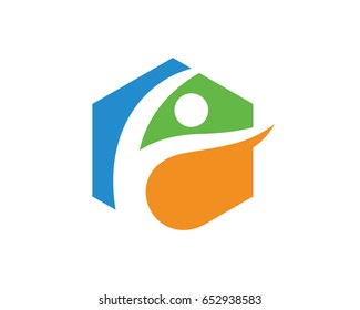 People Hexagonal Logo Template Design Vector, Emblem, Design Concept, Creative Symbol, Icon